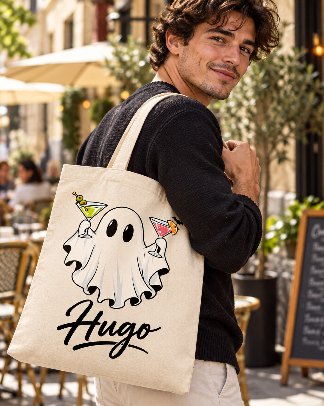 Bolsa tote bag  y fantasmita  party dos bebidas 