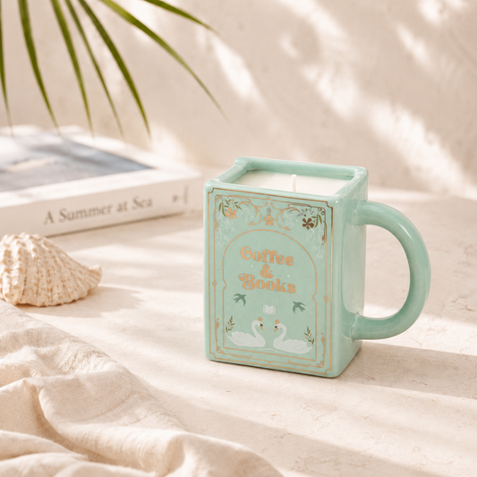 VELA TAZA COFFEE & BOOKS aroma melón🍈📚